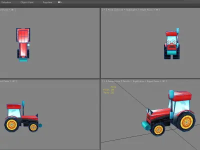 Cartoon tractor Low-poly 3D model buy