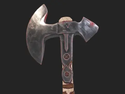 Battle Axe Low-poly 3D model 7