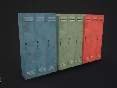 Lockers Rusty - Pack - Game Ready Low-poly 3D model