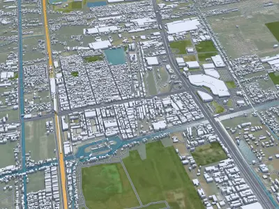 Pathum Thani Thailand 70km Low-poly 3D model