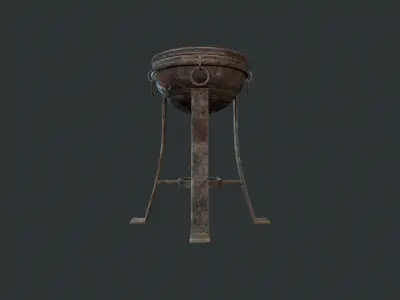 Torch set metal stool Low-poly 3D model