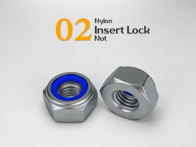 Nuts Collection metal and bolts Low-poly 3D model