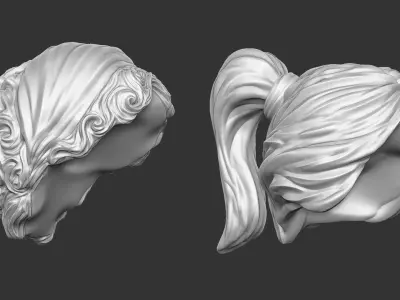 15 Female greek or roman statue hair styles hairdoo IMM brush 3D model