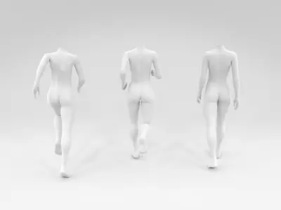 headless female fashion mannequin dynamic set Low-poly 3D model