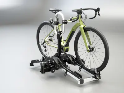 Electric Gravel Bicycle and Towbar Carrier 3D model