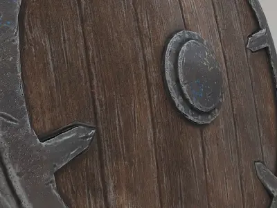 Shield Low Poly PBR wooden Low-poly 3D model