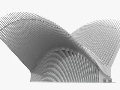  Curved Steel Ribbed Pavilion Structure 