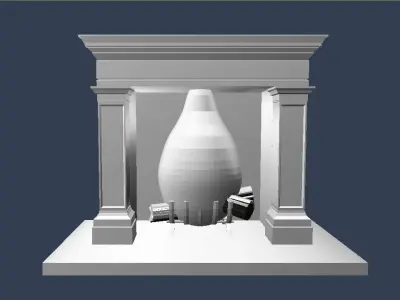 Antique Fireplace Low-poly 3D model
