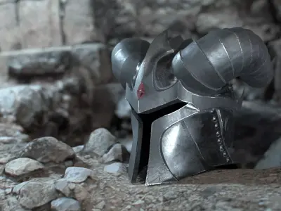 Dead knight helmet Low-poly 3D model