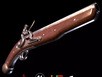 HIE Game Ready Musket D180221 Low-poly 3D model