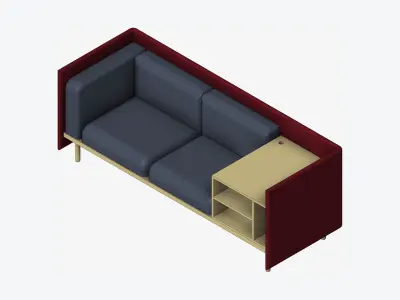 Sofa - Contemporary - Flame - Medium - Corner Shelf Low-poly 3D model