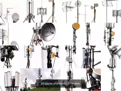 27 pieces of antenna 3D Model Pack