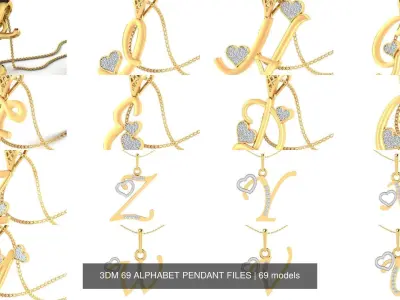 3DM 69 ALPHABET PENDANT FILES 3D Model Pack