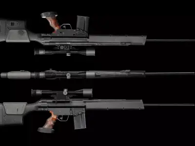 Game-Ready HK PSG1 Sniper Rifle  PBR Rigged Low-poly 3D model