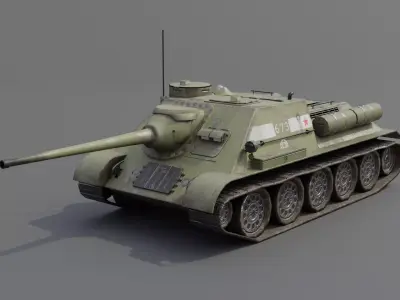 SU-85M Tank Destroyer Low-poly 3D model