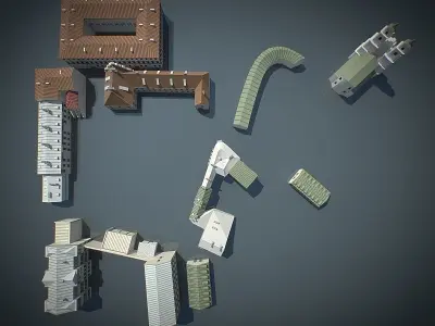 Old Town Buildings  Low-poly 3D model