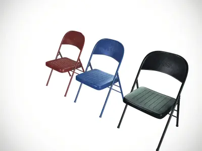 Steel Folding Chair Low-poly 3D model
