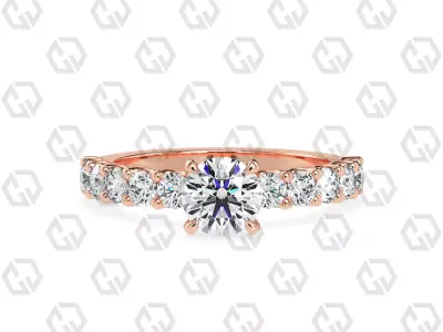 Ring 99 Round Shape prong set round on shank with Gems 3D print model