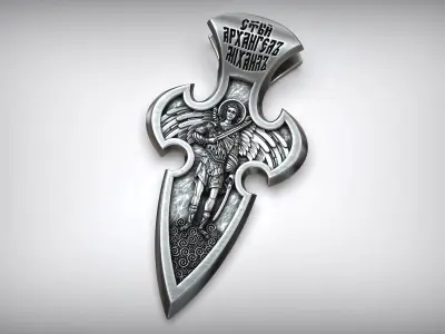 Orthodox Jesus Christ Crucifix Cross Archangel Michael 3D print model