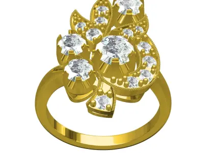 Antique Floral Design Art Deco Engagement Ring 3D print model purchase