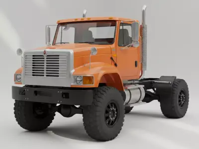International Work star 7600 Day Cab  Low-Poly Truck 3D Model Low-poly 3D model