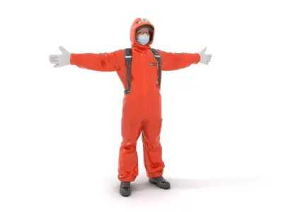 Safety Orange Jumpsuit model pack Low-poly 3D model