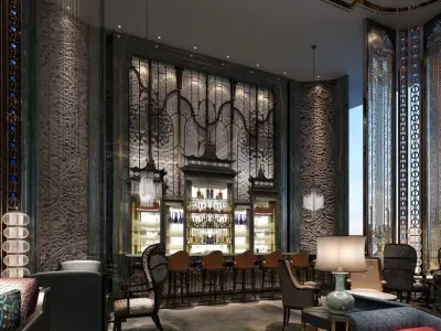 hotel lobby bar 3D model