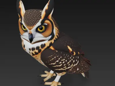 Owl Wild Realistic 3D Model - Low Poly Realistic Low-poly 3D model purchase