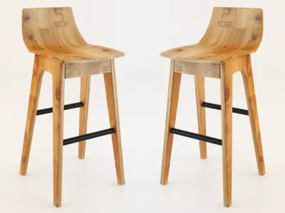 wooden bar stool 3D model