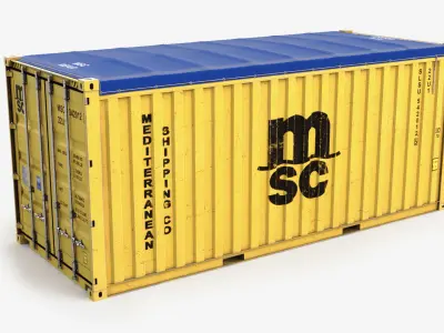 20ft MSC Open Top Shipping Container 3D Model Industrial Cargo 3D model