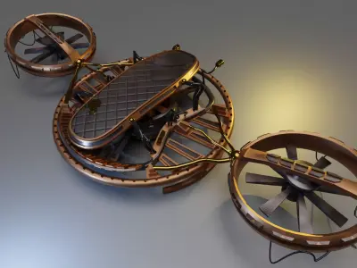 Steampunk Drone Flyboard Low-poly 3D model