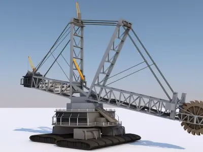 Mining Multi Bucket Wheel Excavator  Low-poly 3D model