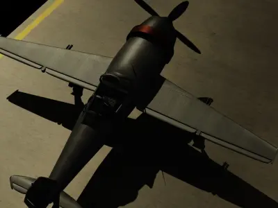 Fighter plane with propellers 3D model