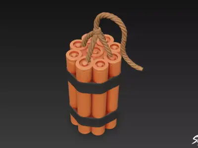 Dynamite Bundle Low-poly 3D model