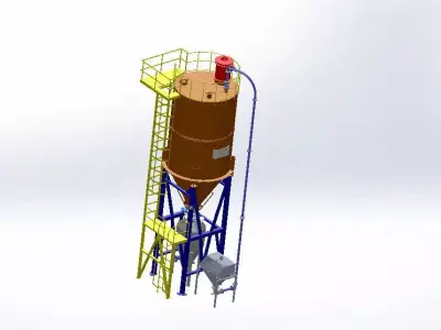 POWDER SILO AND TRANSFER CONVEYOR Free 3D model