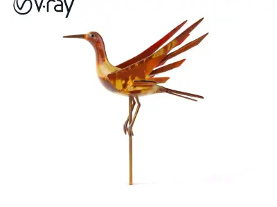Rustic Metal Bird Sculpture Model Pack Low-poly 3D model purchase