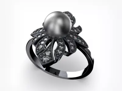 Vintage Ring with Pearl 3D print model