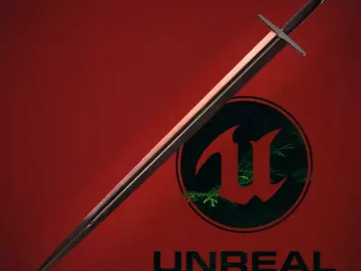 medieval sword Low-poly 3D model 9