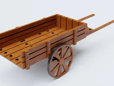  Horse cart wooden cart  3d model  3D model
