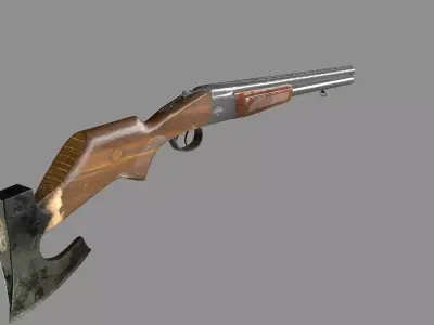 Shotgun IZH axe Low-poly 3D model