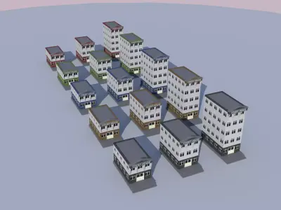 Cartoon Building Low Poly Building Commercial Courthouse Low-poly 3D model