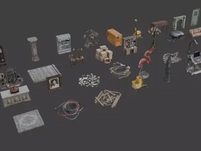 Horror Game Environment Set 5 Low-poly 3D model