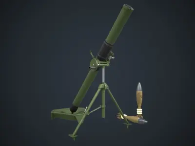 Type PP87 81mm Mortar China Army  Low-poly 3D model