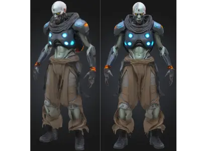Sci-Fi Undead Cyborg Low-poly 3D model