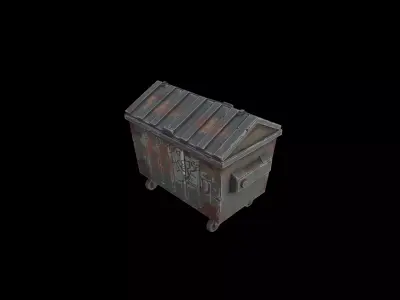 Low Poly Stylized Olive Industrial Dumpster Low-poly 3D model