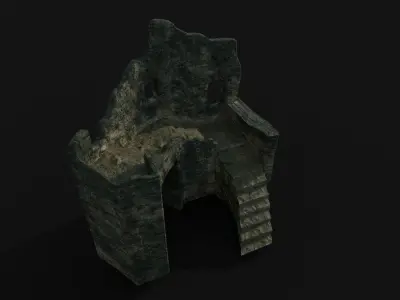 Ruined fortress Low-poly 3D model