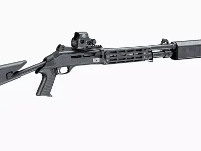 Benelli M4 Tactical Modular Shotgun Low-poly 3D model