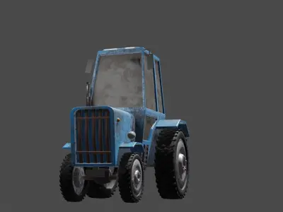 Old rusty tractor  Low-poly 3D model