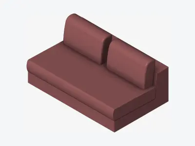 Seat - Sofa - Simplicity - Comfort - Double - No Arm Low-poly 3D model