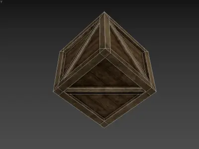 The image shows a 3D model of a wooden crate Low-poly 3D model